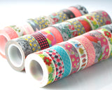 10 Pcs 1.5 cm Japanese Flower Craft Decor Paper Washi Masking Tape