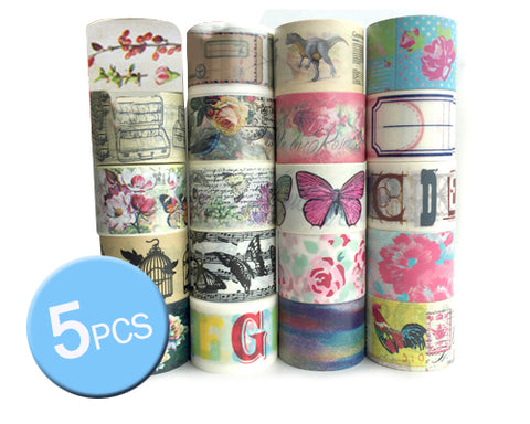 5 Pcs 3 cm Japanese Cartoon Craft Decor Paper Washi Masking Tape