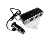 3-Socket Car Cigarette Lighter Power Adapter with USB Charger Adapter
