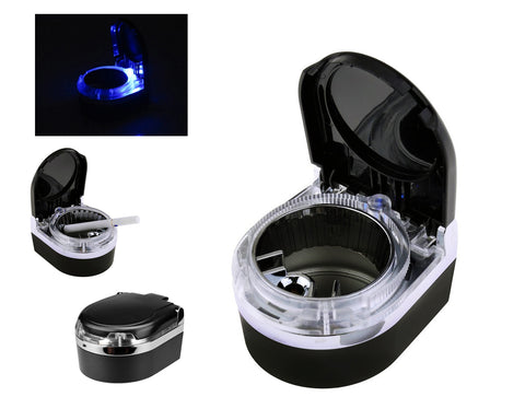 Mini Portable LED Car Cigarette Smokeless Ashtray - Black