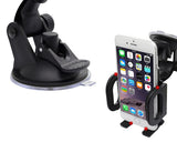 2-in-1 Universal Car Phone Holder Windshield / Vent Mount - Black