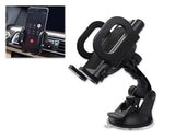 2-in-1 Universal Car Phone Holder Windshield / Vent Mount - Black