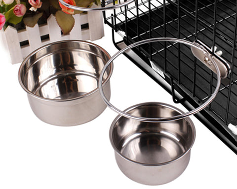 Cage Series Stainless Steel Coop Cup Dog Food Bowl - Silver