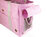 Stripe Series Pet Kennel Carrier Crate Tote Bag - Pink