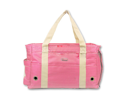 Stripe Series Pet Kennel Carrier Crate Tote Bag - Pink