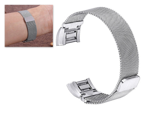 Magnet Stainless Steel Mesh Watch Band for Fitbit Alta - Silver