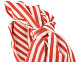 Korean Style Big Bow White Stripes Headband - Red