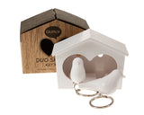 Birdhouse Key Holder with Bird Whistle Keyrings