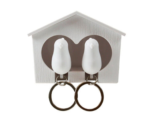 Birdhouse Key Holder with Bird Whistle Keyrings