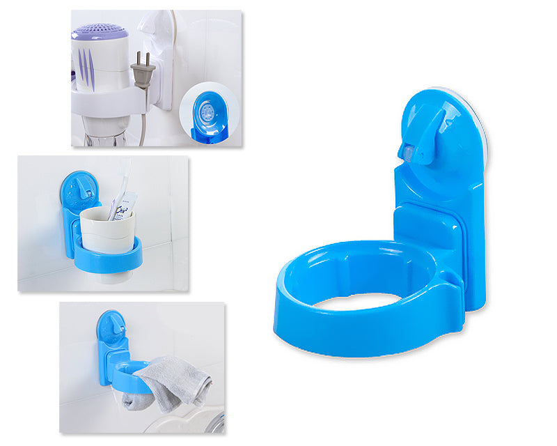 Plastic Hair Dryer Holder with Suction Cup - Blue
