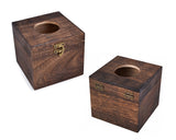 Wooden Tissue Box with Hinged Lid