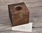 Wooden Tissue Box with Hinged Lid