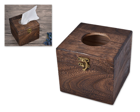Wooden Tissue Box with Hinged Lid