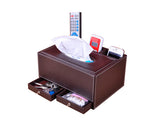 PU Leather Tissue Box Holder with Compartments