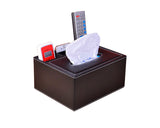 PU Leather Tissue Box Holder with Compartments