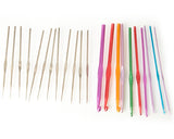 22 Pcs Multi-Color Aluminum Handle Crochet Hook Knitting Needle Set