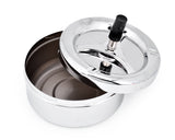 Round Push Down Metal Spinning Ashtray - Silver by ds. distinctive style