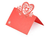 Laser Cut Love Heart Wedding Table Place Card - Red