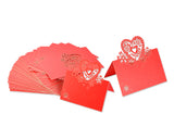 Laser Cut Love Heart Wedding Table Place Card - Red