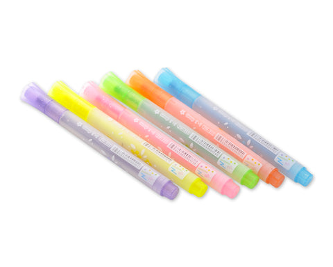 6 Pcs Creative Star Point Seal Watercolor Multi Highlighter Marker Pen