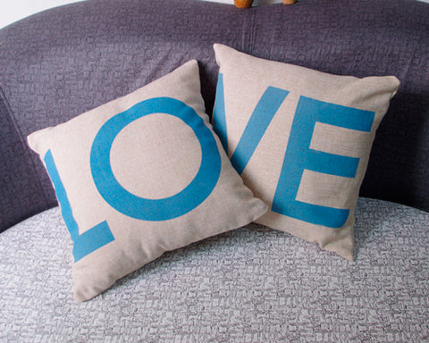 Linen Romantic Love Couple Throw Pillow Case Cushion Cover