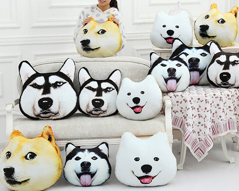 16'' Dog Face Plush Throw Pillow Animal Cushion