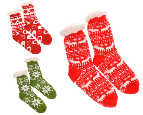 Women Fluffy Fleece Lined Socks Christmas Socks