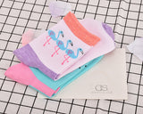 5 Pairs Flamingo Pattern Women Cotton Socks