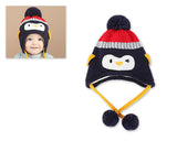 Penguin Warm Woolen Baby Hat with Earflap for 1-3 Years Old - Black