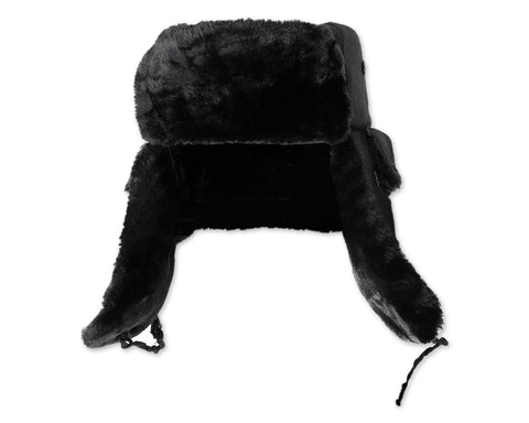 Winter Trapper Hat with Ear Flaps - Black