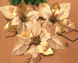 3 Pcs Poinsettia Flower Christmas Tree Ornaments Set
