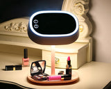 Compact LED Makeup Mirror with Table Lamp - White