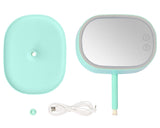 Compact LED Makeup Mirror with Table Lamp - Green