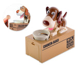 Hungry Dog Piggy Bank Money Saving Box Eating Coin Munching Toy