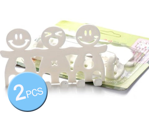 2 Pcs Cute Smiling Face Cartoon Toothbrush Holder - White