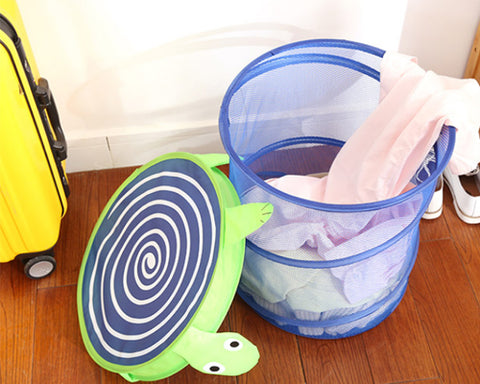 Cartoon Owl Foldable Pop-up Laundry Basket - Blue