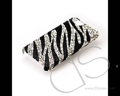 Zebra Wave Bling Swarovski Crystal Phone Cases - Black