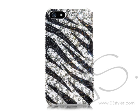 Zebra Wave Bling Swarovski Crystal Phone Cases - Black