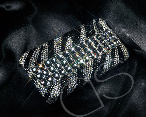 Zebra Cubical Bling Swarovski Crystal Phone Cases - Black