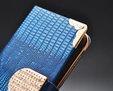 Glamour Series iPhone 5 and 5S Flip Leather Case - Blue