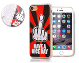 Middle Finger Series TPU Bumper and PC Clear Hard iPhone 7 Case - Red