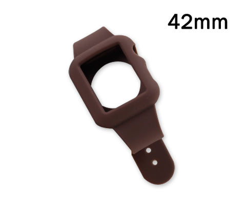 42mm Silicone Apple Watch iWatch Band Strap with Case - Brown