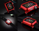 42mm Apple Watch Aluminum Case with Black Silicone Band - Red