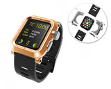 42mm Apple Watch Aluminum Case with Black Silicone Band - Gold
