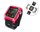 42mm Apple Watch Aluminum Case with Black Silicone Band - Magenta