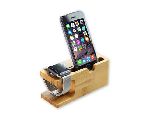 Bamboo 38mm / 42mm Apple Watch Charging Stand and Smartphone Holder