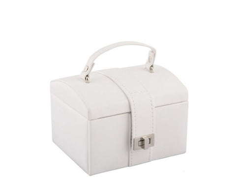 Stylish White Leather Jewelry Box Organizer