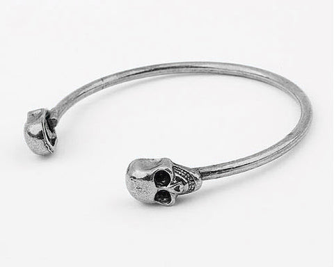 Rock Skull Silver Bangle