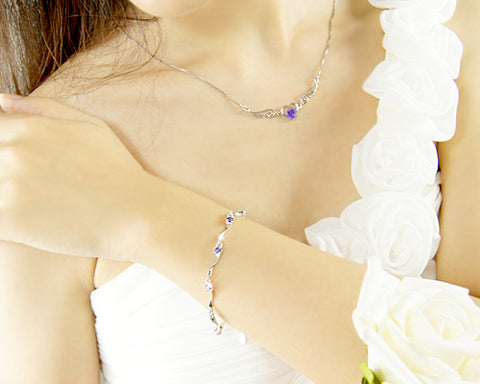 Starry Purple 925 Sterling Silver Crystal Bracelet