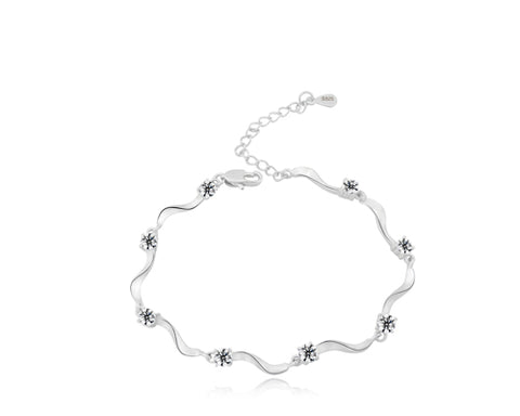 Starry White 925 Sterling Silver Crystal Bracelet